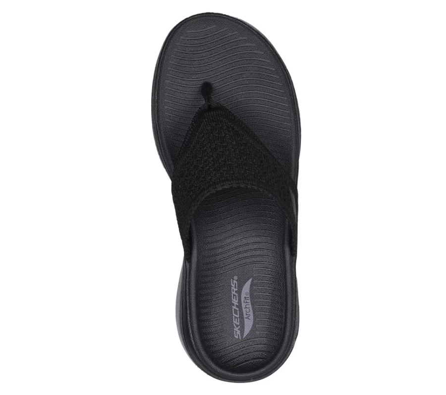 SKECHERS Women's Go Walk Arch Fit Sandal - Poised Comfortable Black Walking Sandals
