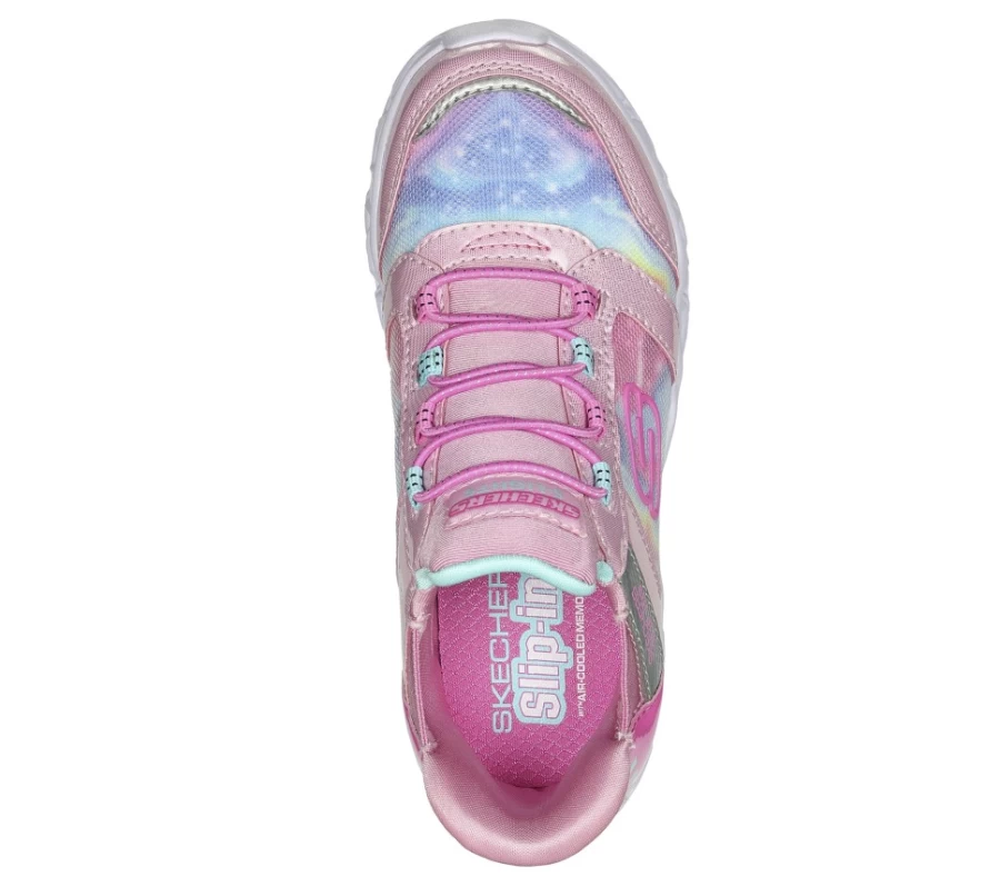 SKECHERS Kids' Slip-Ins Galaxy Lights Sneakers in Pink & Multi Tie-Dye Design | Easy Slip-On Shoes for Boys & Girls