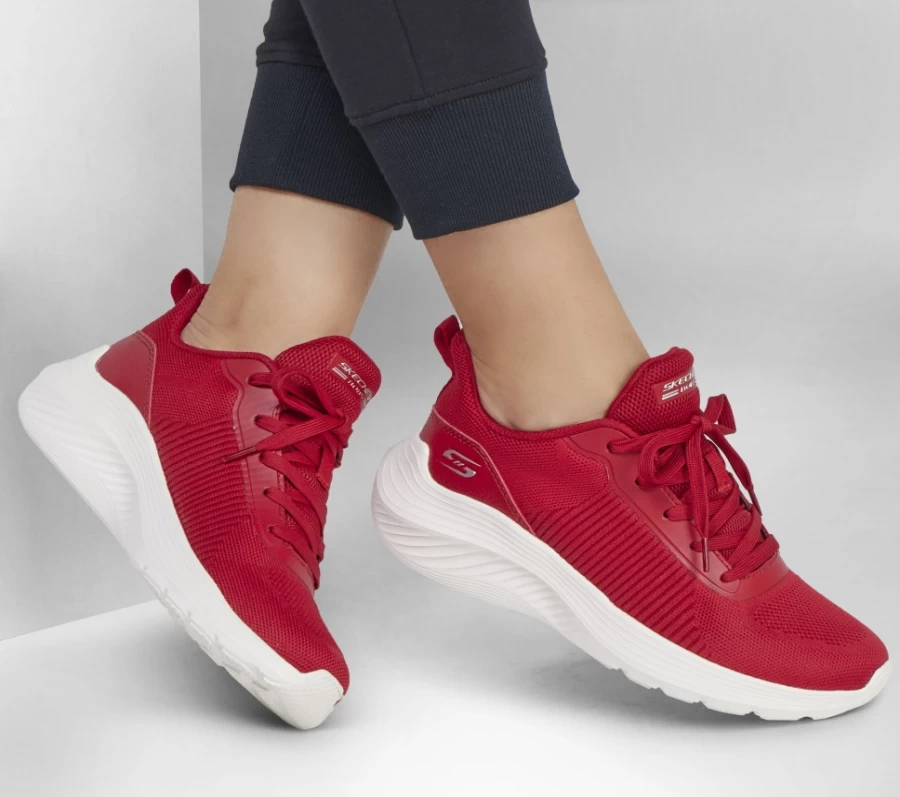 SKECHERS Women's Bobs Sport Squad Waves Sneakers in Red | Comfortable Athletic Shoes for Women