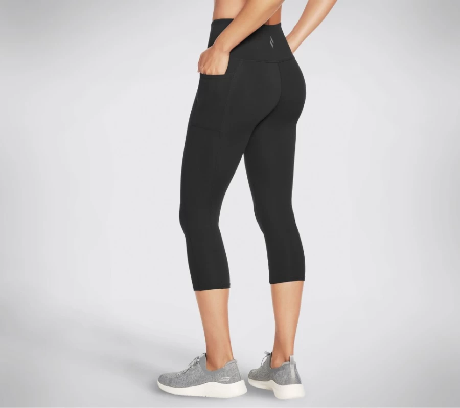 SKECHERS Women's Go Walk High Waist Mid Legging in Black - Comfortable Walking Leggings