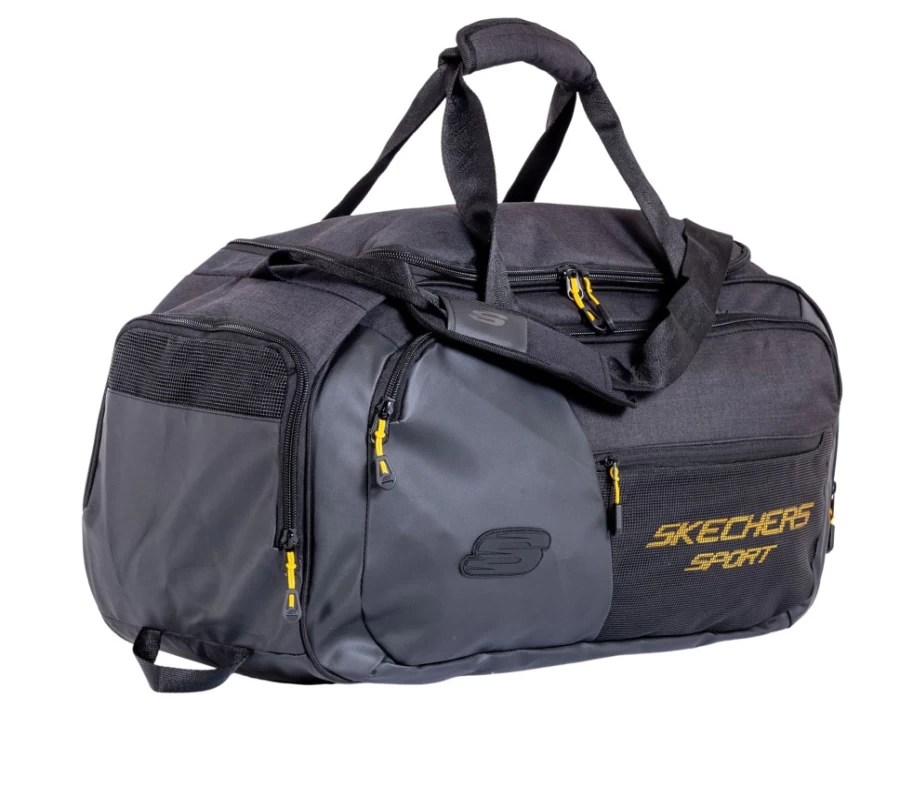SKECHERS Men's Black OTG Duffel Bag - Small Travel Gym Bag for Men