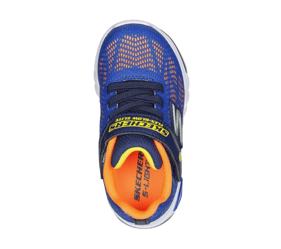SKECHERS Kids Flex-Glow Elite Sneakers in Royal/Orange - Vorlo Style Light-Up Shoes