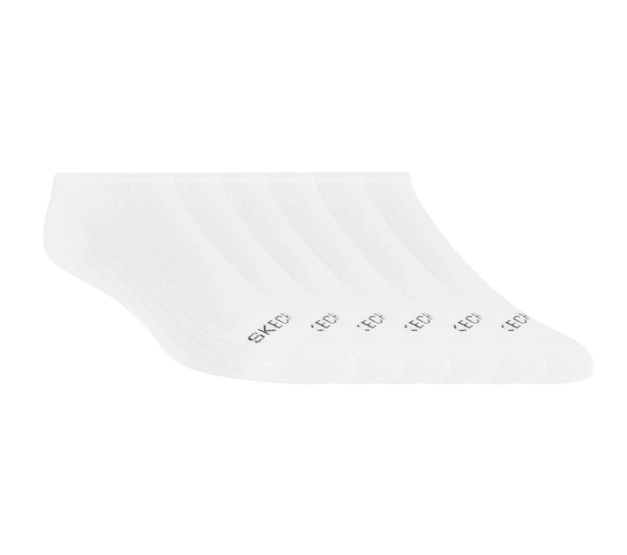 SKECHERS Women's White Color Liner Socks - 6 Pack Fashion Ankle Socks for Comfort & Style