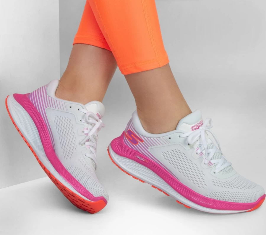 SKECHERS Women's Go Run Persistence Running Shoes - White & Pink Lightweight Sneakers for Women