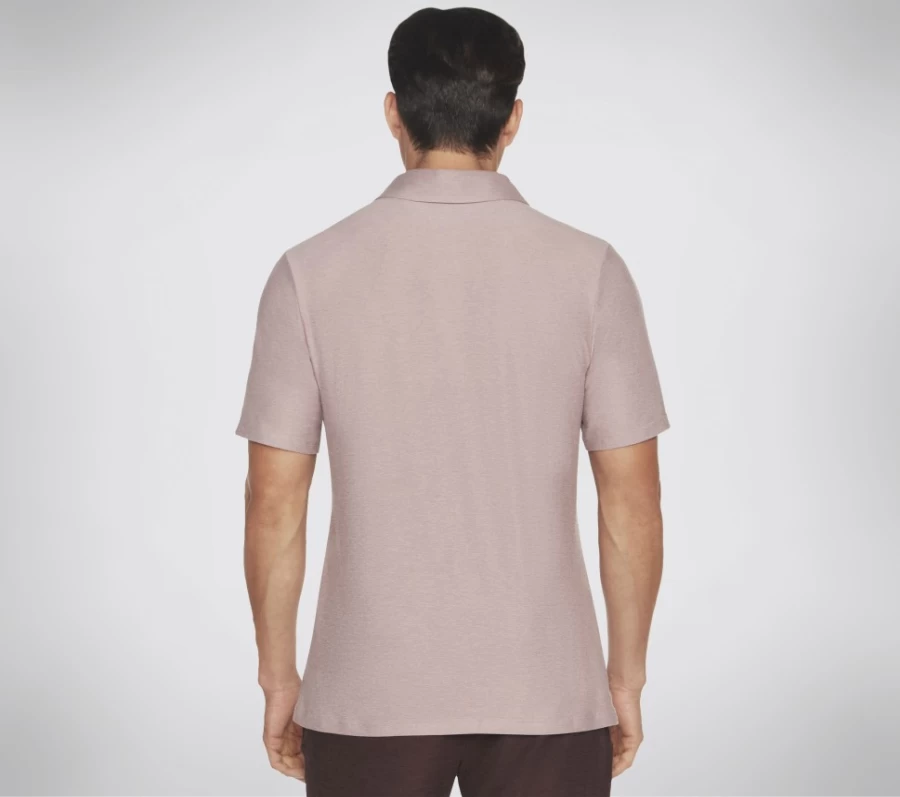 SKECHERS Men's Go Dri All Day Polo Shirt - Moisture Wicking Taupe & Lavender Performance Golf Tee