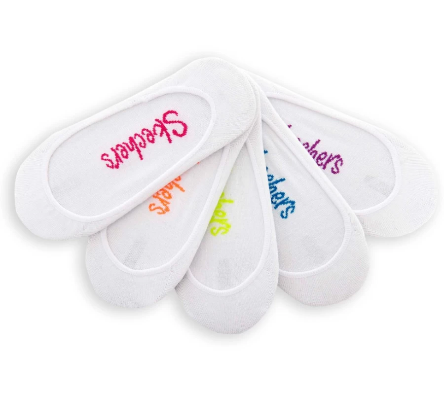 SKECHERS Women's White Superlow Sport Liner Socks 5-Pack - Breathable Athletic Socks for Running & Training