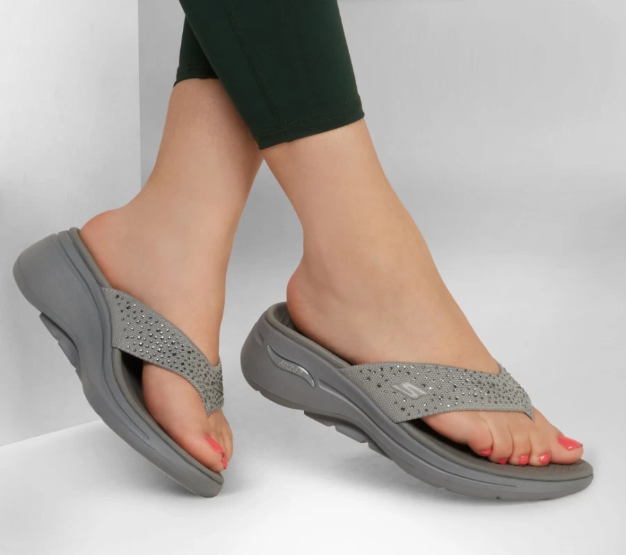 SKECHERS Women's Go Walk Arch Fit Sneakers in Gray - Dazzle Comfort Walking Shoes