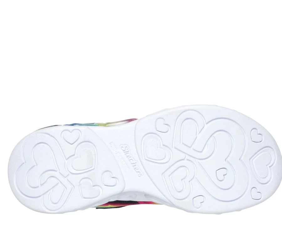 SKECHERS Kids Heart Lights - Black Multi Color Infinite LED Light-Up Shoes for Children