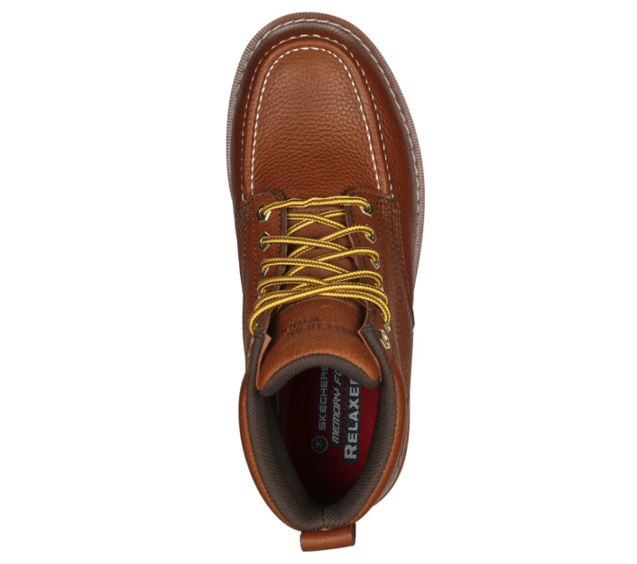 SKECHERS Men's Work Relaxed Fit Pettus Casual Shoes in Red/Brown