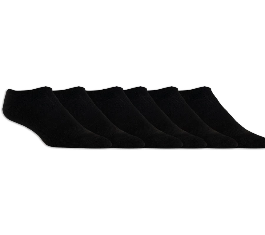 SKECHERS Men's 6 Pack Black Half Terry No-Show Socks - Invisible Low Cut Athletic Socks