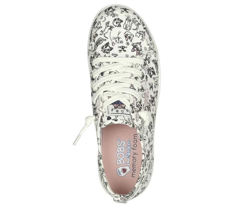 SKECHERS Women's White & Multi Kitten Cues - Bobs B Cute Sneakers