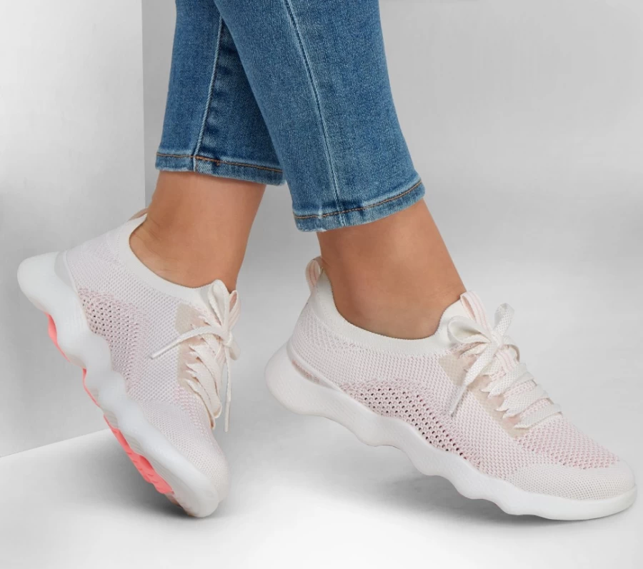 SKECHERS Women's Massage Fit Lite - Entice Sneakers in Off White | Lightweight Comfort Walking Shoes