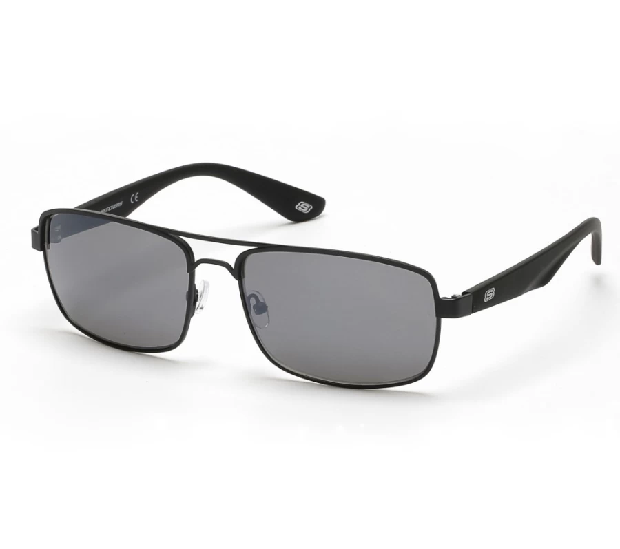 SKECHERS Men's Classic Navigator Sunglasses - Black Aviator Style for UV Protection