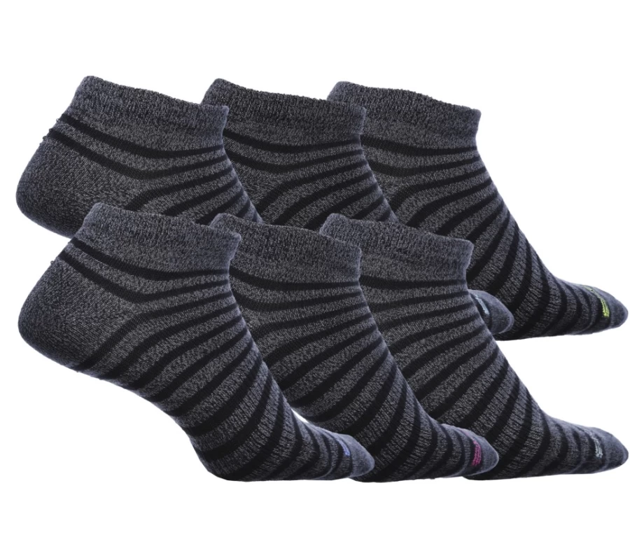 SKECHERS Women's Gray Low Cut Striped Ankle Socks 6-Pack