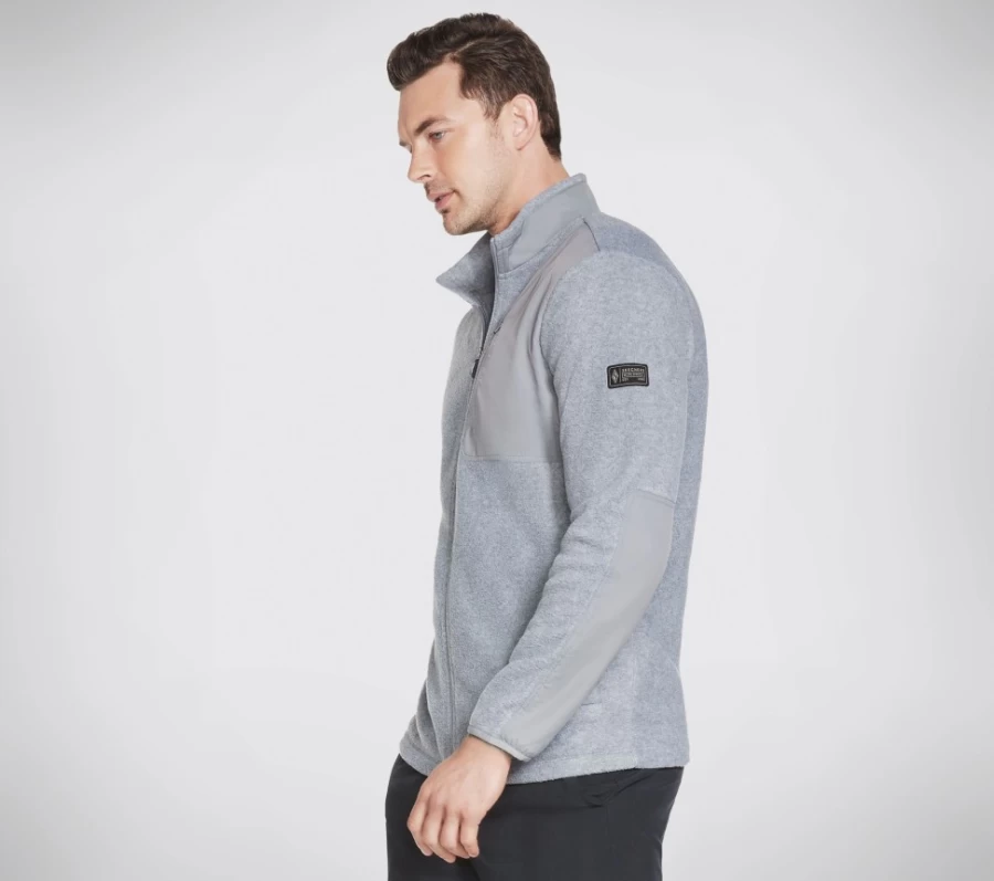 SKECHERS Men's GoTrail Recovery Jacket - Lightweight Water-Resistant Gray Hiking Windbreaker