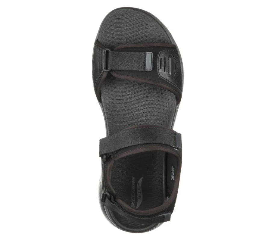 SKECHERS Men's Go Walk Arch Fit Sandal - Black/Charcoal Comfortable Walking Shoes