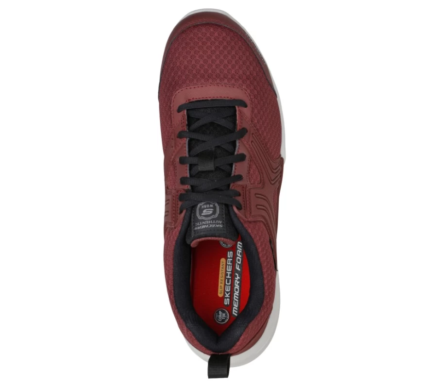 SKECHERS Men's Bomal Comp Toe Work Boots in Burgundy