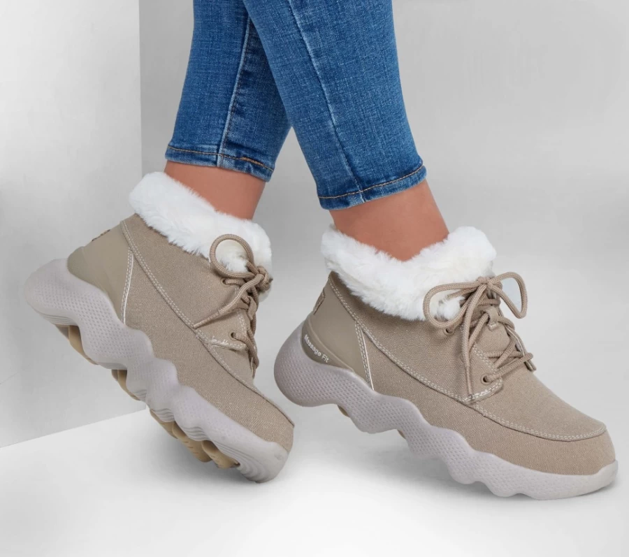 SKECHERS Women's Go Walk Massage Fit Boot in Taupe - Lightweight Comfortable Slip-On Walking Shoes