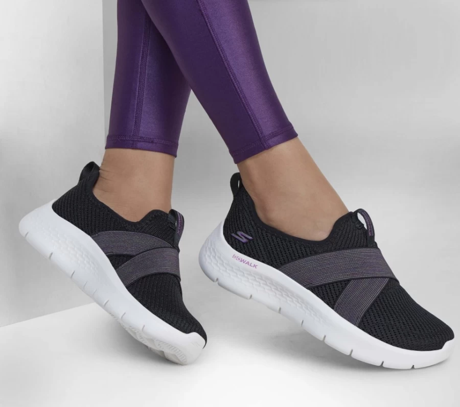 SKECHERS Women's Go Walk Flex - Lilly Walking Shoes in Black & Purple