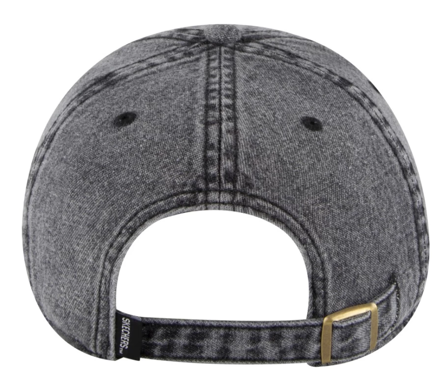SKECHERS Men's Black Denim Embroidered Hat - Stylish Embroidered Baseball Cap