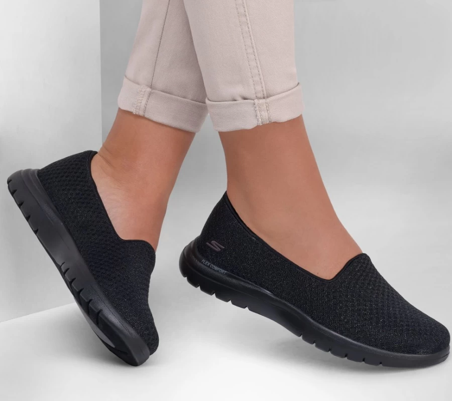 SKECHERS Women's On The Go Flex - Charm Walking Shoes in Black | Lightweight Comfort Sneakers