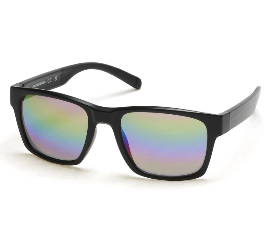 SKECHERS Men's Black Rectangle Sunglasses for UV Protection & Style
