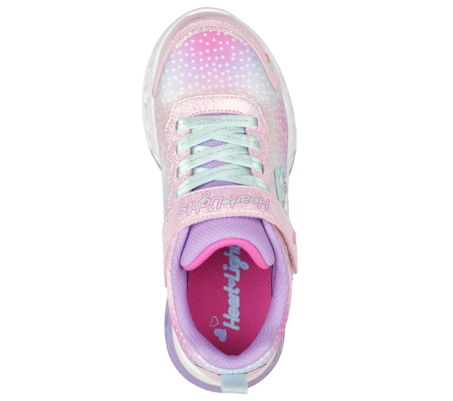 SKECHERS Kids Flutter Heart Lights - Pink Multi Color Light-Up Sneakers for Girls