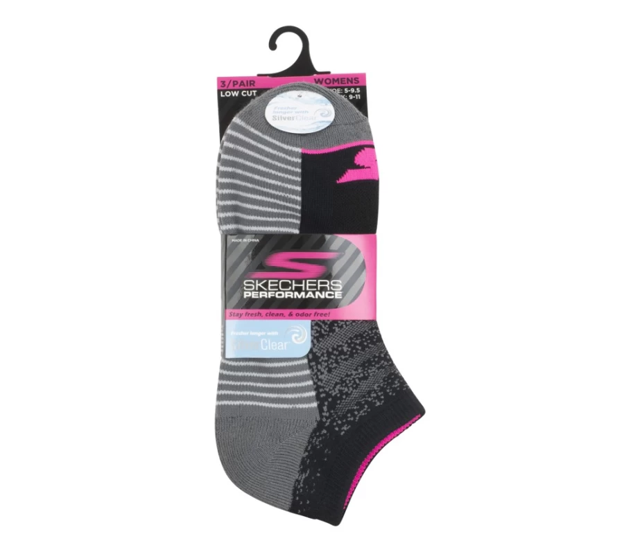 SKECHERS Women's Black Low Cut Half Terry Socks 3-Pack - Breathable Comfort for Everyday Wear