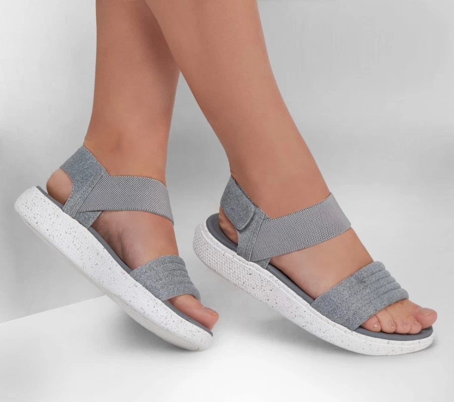 SKECHERS Women's Gray Bobs Summer Skipper - Blissful Breeze Comfortable Slip-On Sneakers