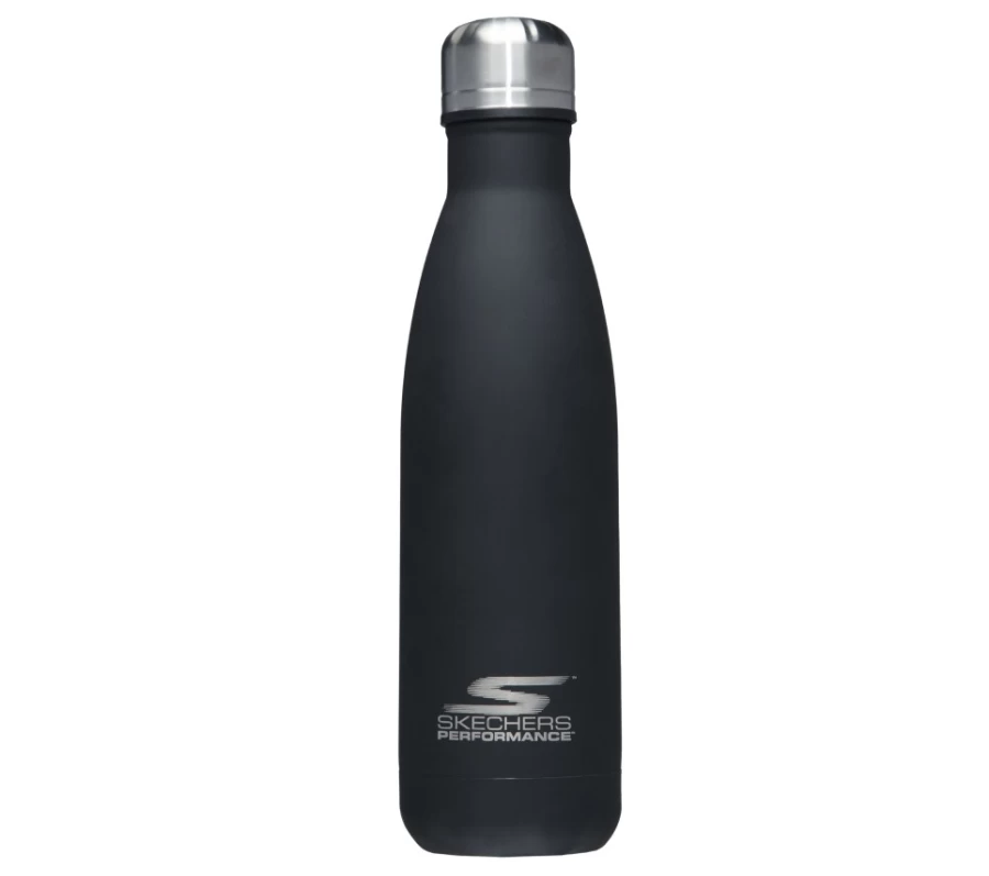 SKECHERS Men's Black Laser Engraved Sport Water Bottle - Durable & Stylish Fitness Hydration