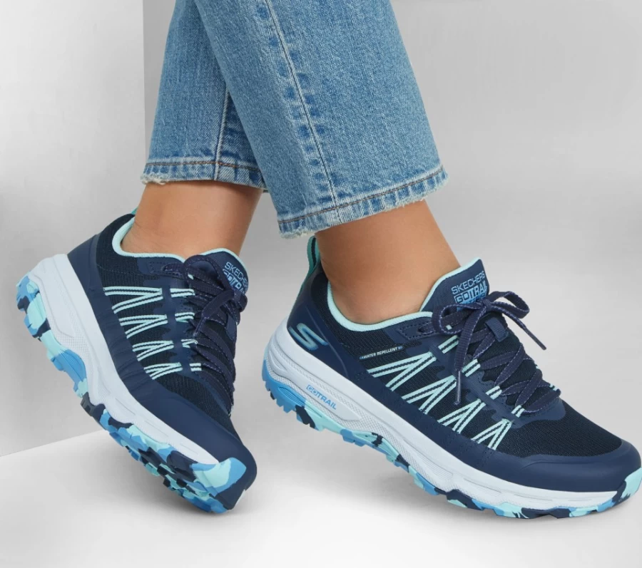SKECHERS Women's Go Run Trail Altitude - Reaction Running Shoes in Navy/Aqua