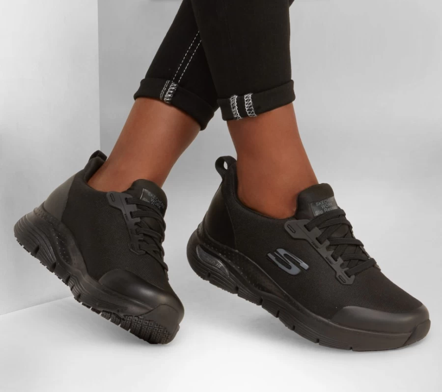 SKECHERS Women's Arch Fit Sr - Virmical Black Walking Shoes