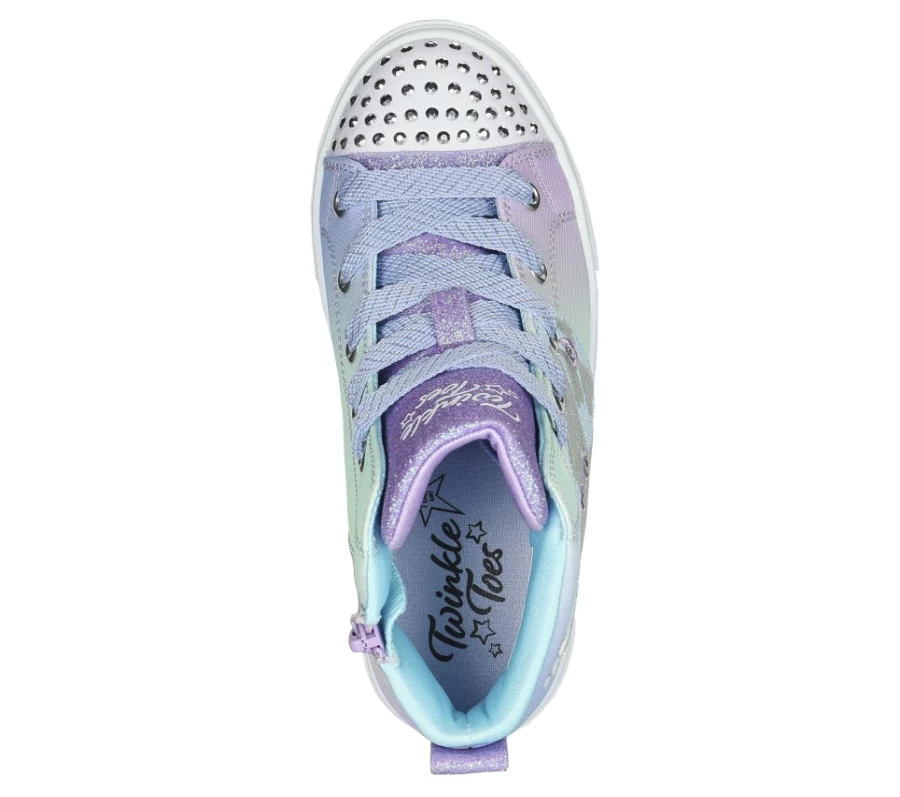 SKECHERS Kids Twinkle Toes Twinkle Sparks - Light Blue Multi Wing Charm Sneakers