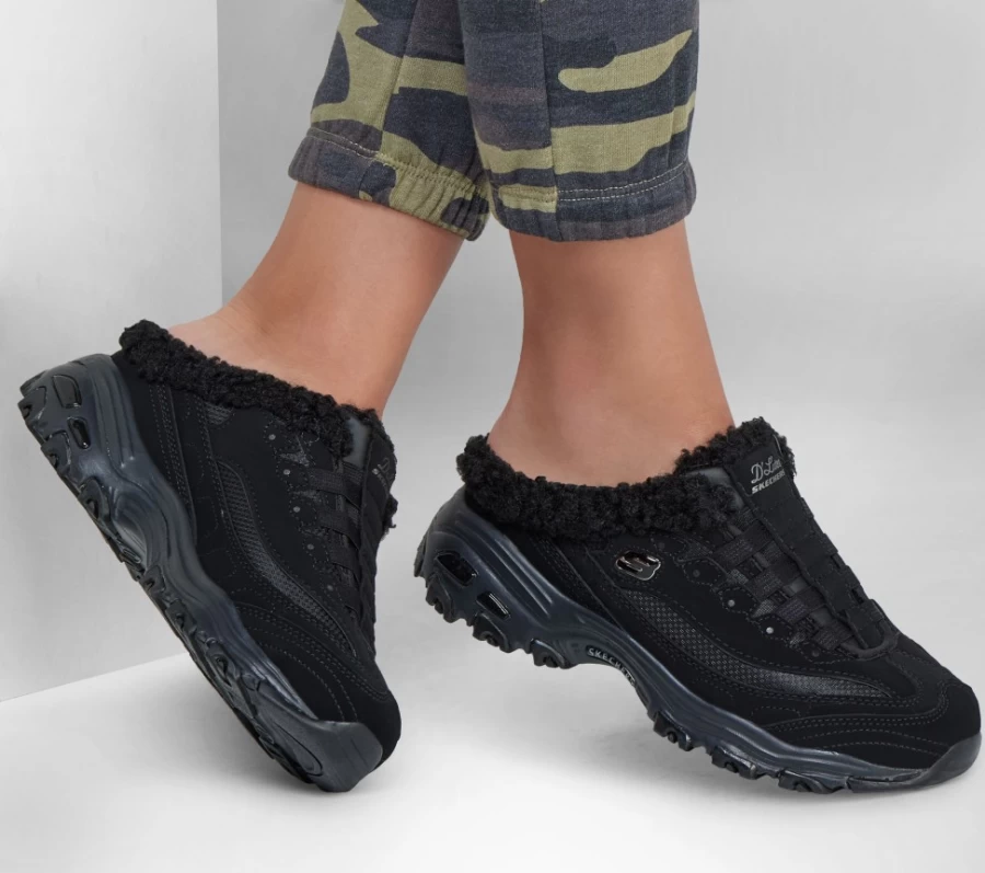 SKECHERS Women's D'Lites - Black Comfy Sneakers for All-Day Comfort
