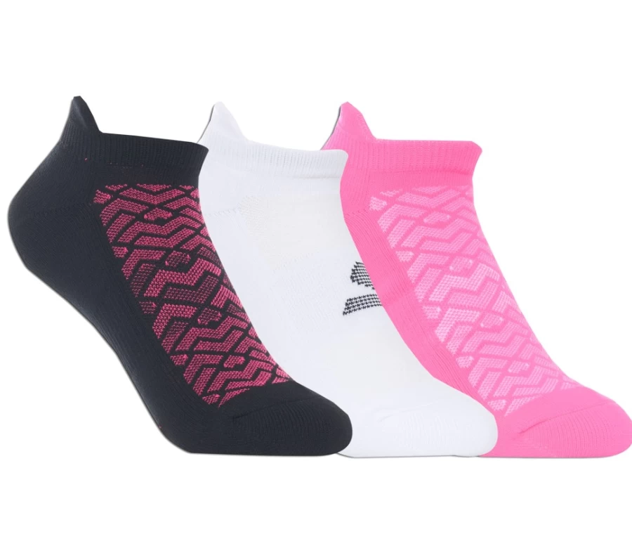 SKECHERS Women's 3 Pack Low Cut Athletic Socks - Half Terry Comfort, Black & Pink