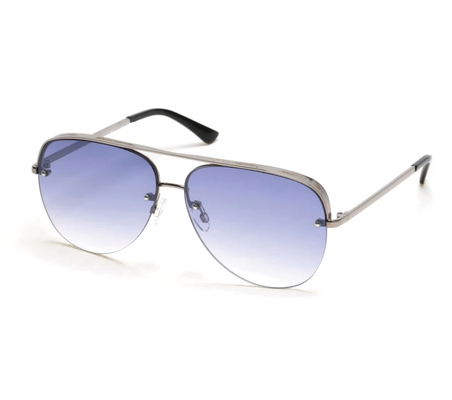 SKECHERS Men's Gunmetal & Black Semi-Rimless Metal Aviator Sunglasses