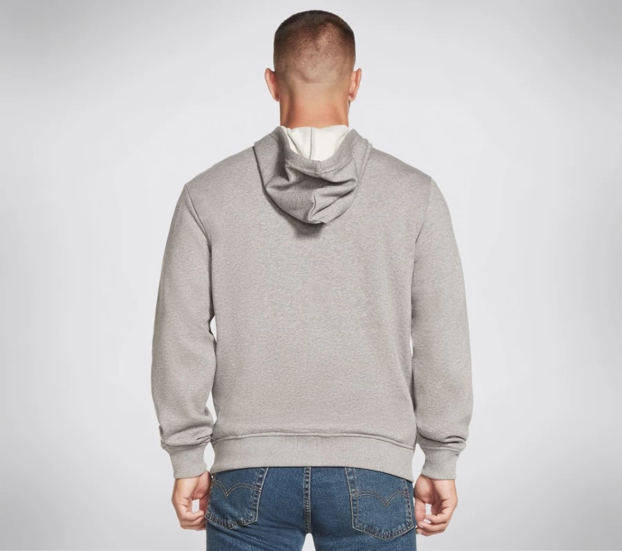 SKECHERS Men's Light Gray Diamond Mountain Pullover Hoodie - Comfortable Fleece Sweatshirt