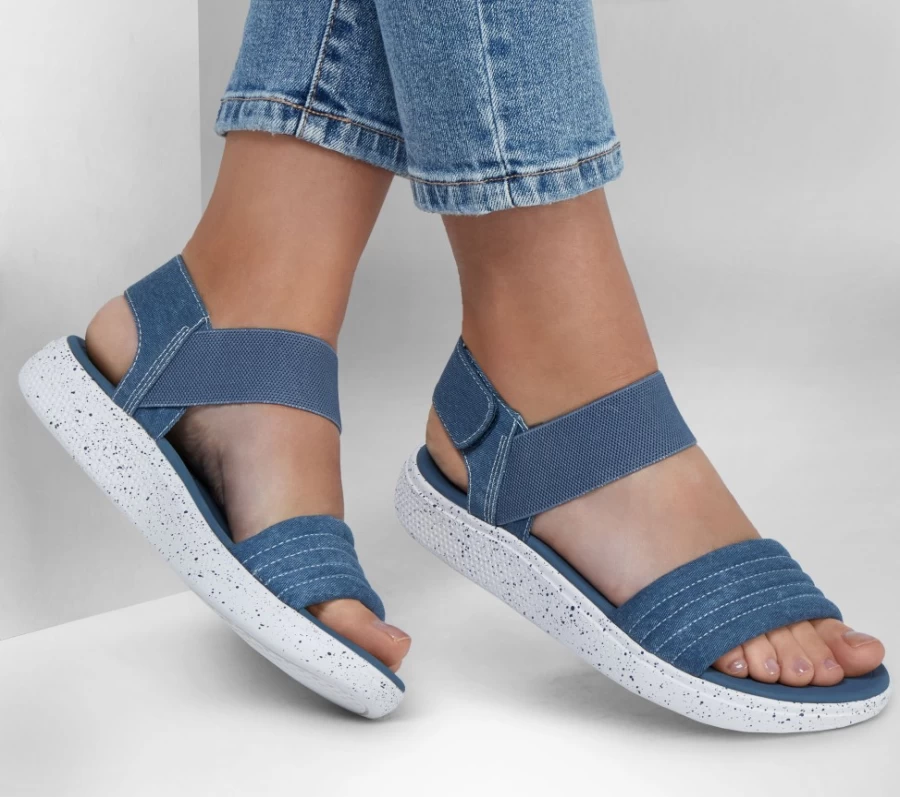 SKECHERS Women's Navy Bobs Summer Skipper - Optical Chill Comfortable Slip-On Sneakers