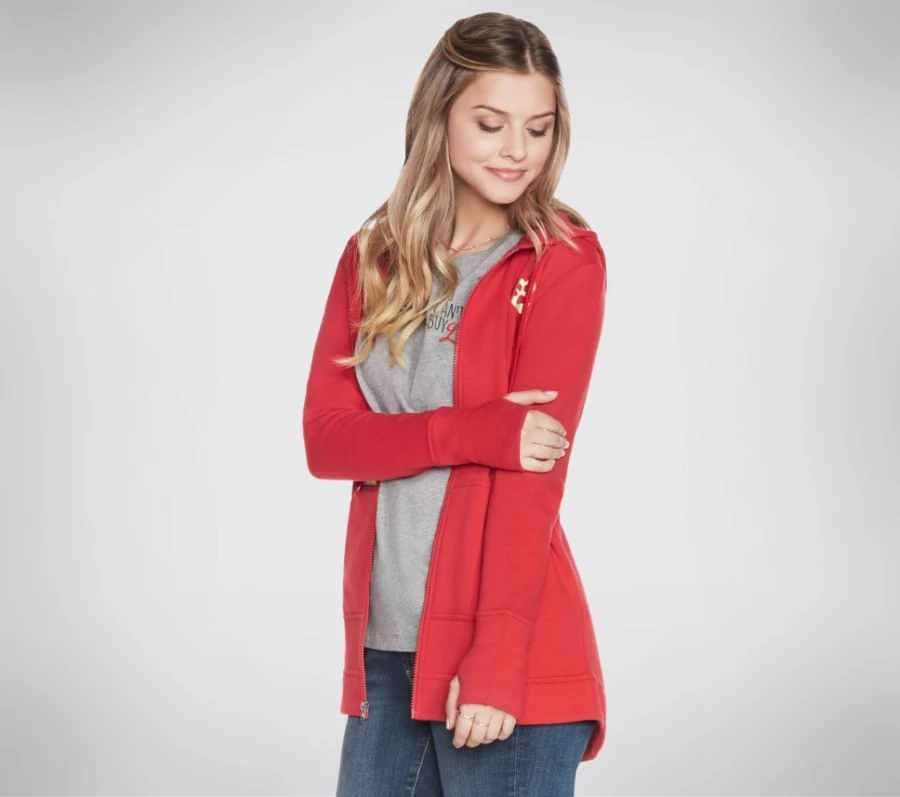 SKECHERS Women's Red Rescue Sweater Jacket | Bobs Apparel Cozy Cardigan