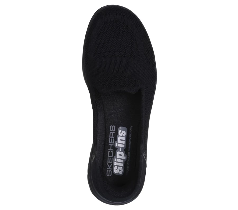SKECHERS Women's Slip-On Sneakers - On-The-Go Flex Serene in Black | Lightweight Comfort Walking Shoes