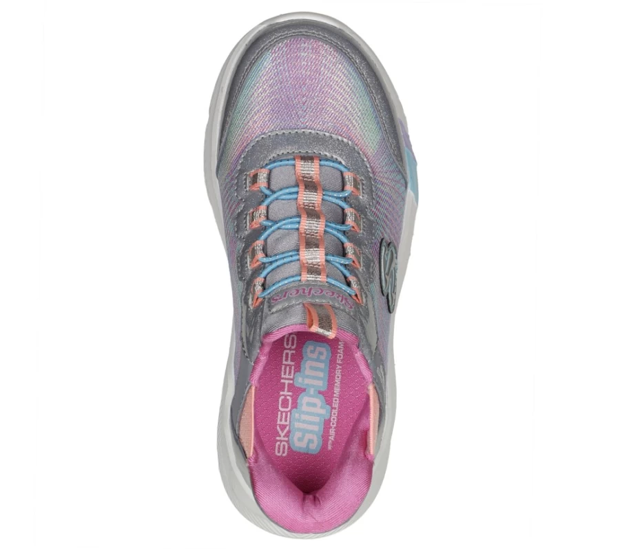 SKECHERS Kids Slip-Ins Dreamy Lites - Gray & Multi Color Prism Sneakers