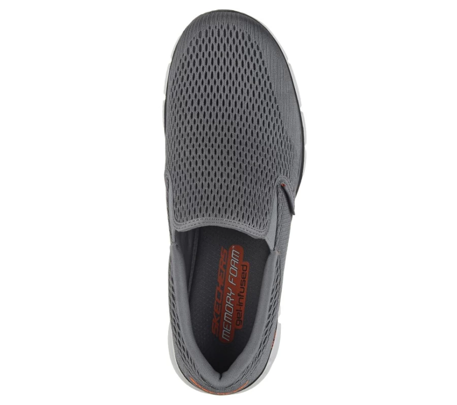 SKECHERS Men's Equalizer Double Play Sneakers in Charcoal & Orange