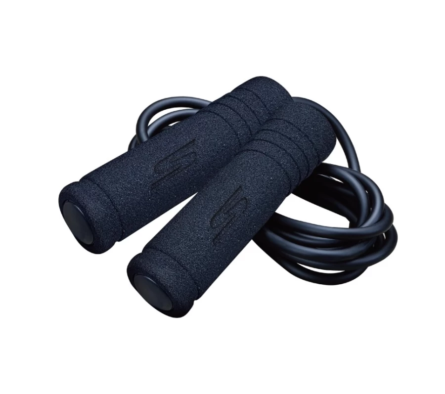 SKECHERS Men's Black Fitness Jump Rope with Foam Handle for Workout and Training