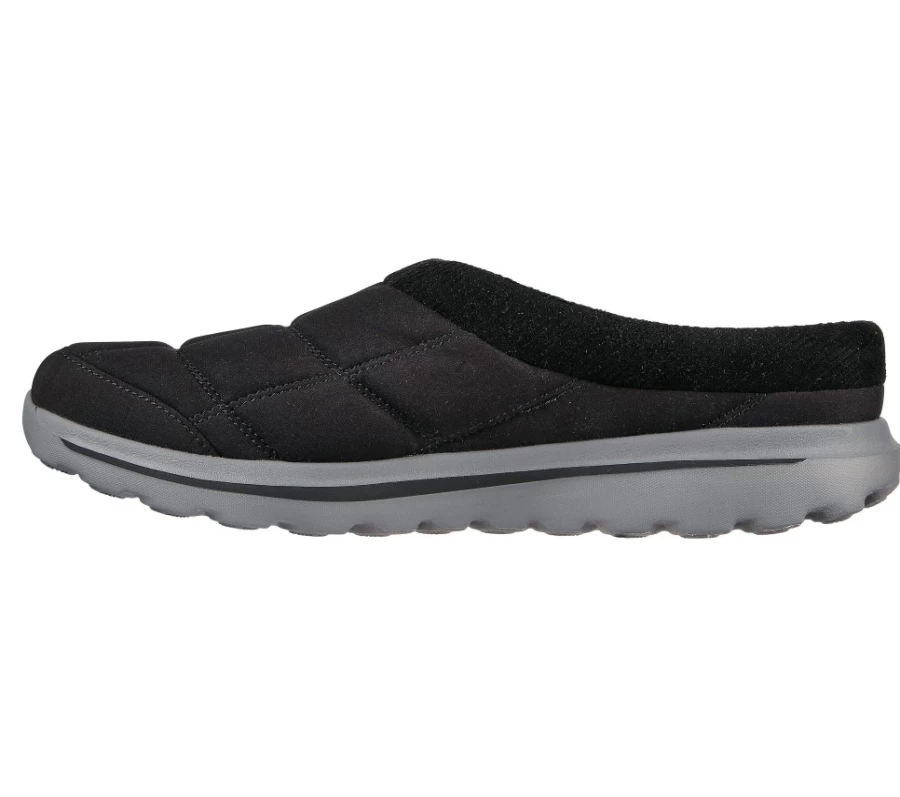 SKECHERS Men's Go Walk Lounge Slip-On Sneakers in Black & Charcoal - Comfortable Walking Shoes