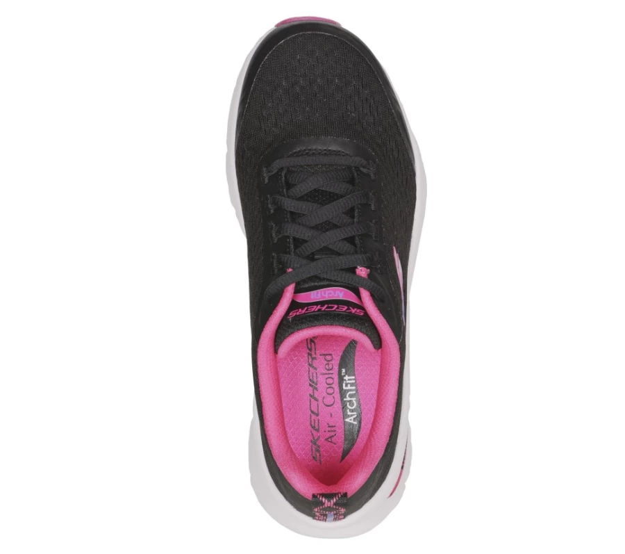 SKECHERS Women's Arch Fit D'Lux Relaxed Fit Sneakers - Cozy Comfort in Black & Hot Pink
