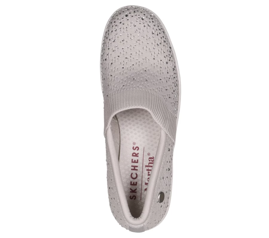 SKECHERS Women's Light Gray Silver Martha Stewart Pier-Lite Reflection Walking Shoes