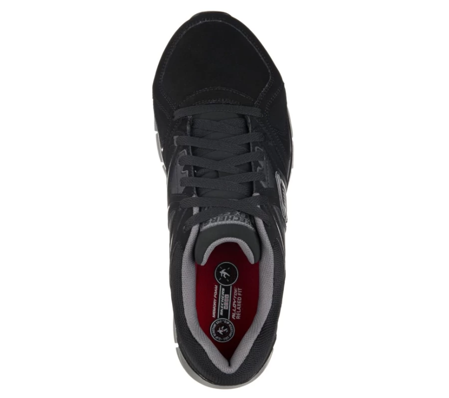 SKECHERS Men's Work Relaxed Fit Synergy Ekron Alloy Toe Safety Shoes - Black / Charcoal