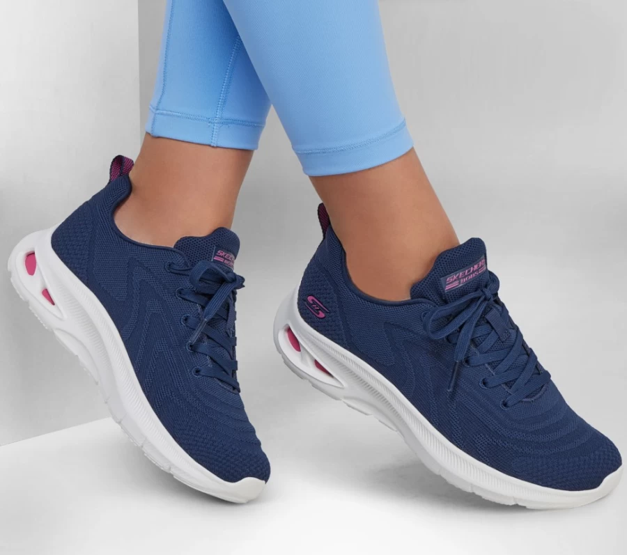 SKECHERS Women's Navy Sleek Prism Sneakers - Bobs Unity Comfort Walking Shoes