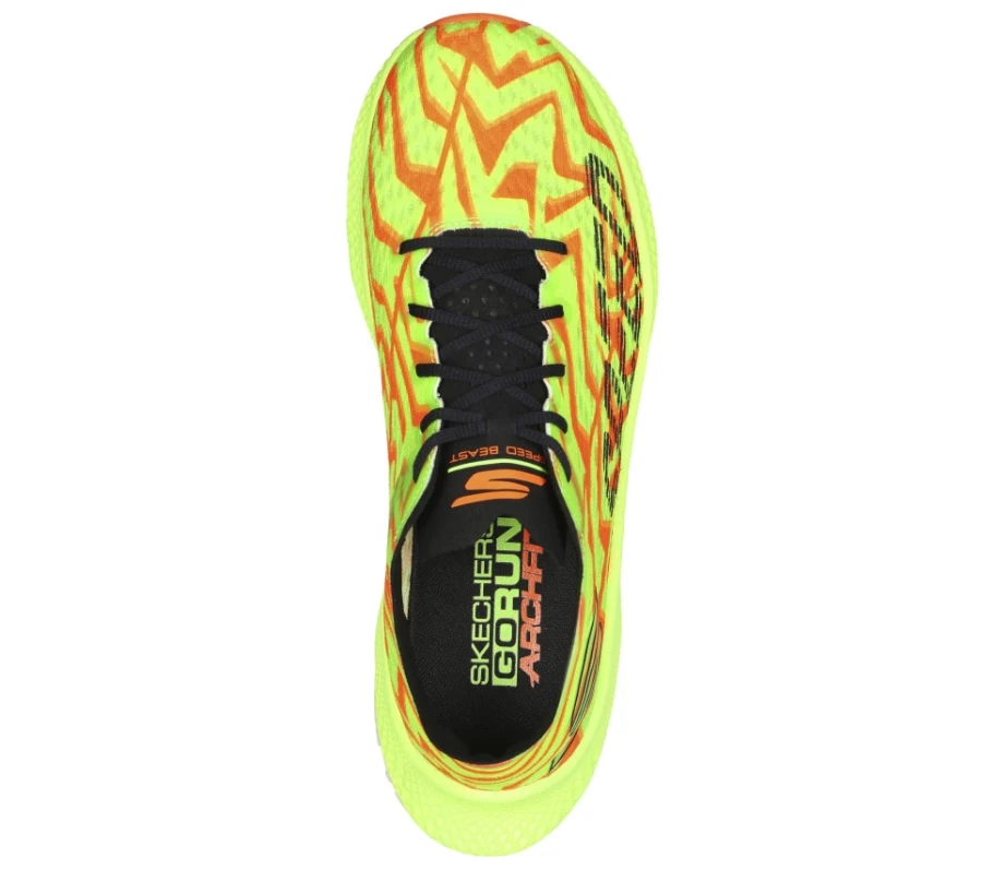 SKECHERS Men's Go Run Speed Beast Running Shoes - Green/Orange | Lightweight & Performance Sneakers