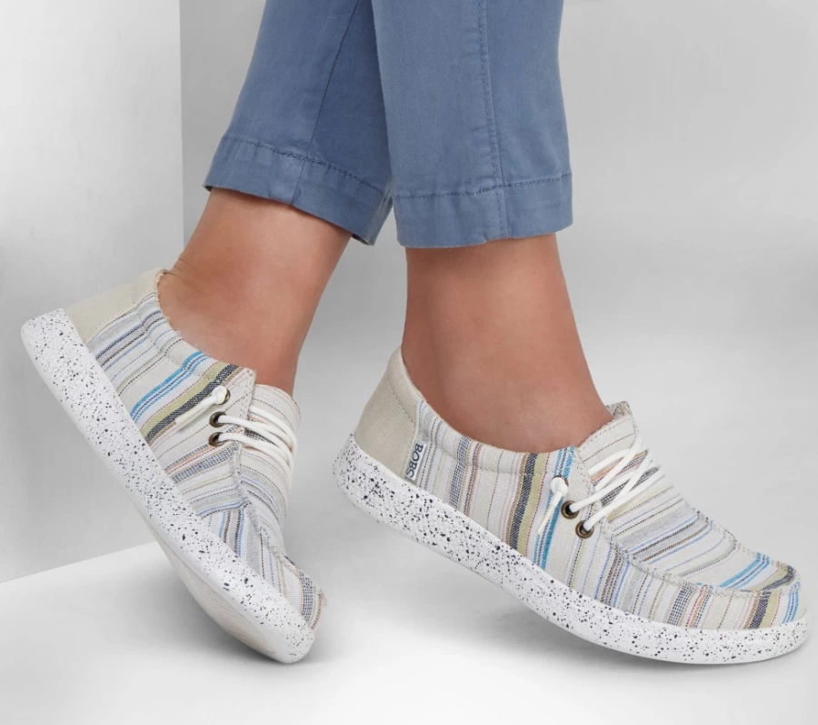 SKECHERS Women's Bobs Skipper - Beach Stroll Sneakers in Multi-Color Comfortable Slip-On Walking Shoes